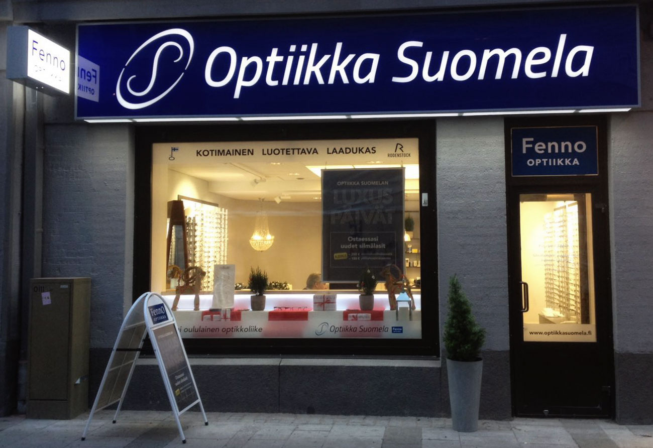Optiikka Suomelan uuden myymälän julkisivu suunnittelusta toteutukseen Optiikka Suomelan uuden myymälän julkisivu suunnittelusta toteutukseen
